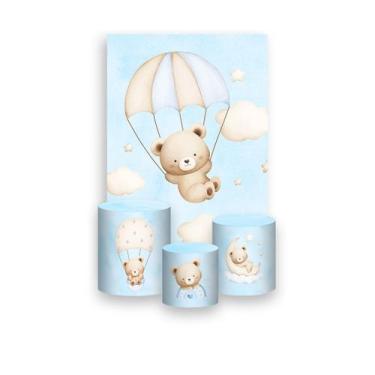 Imagem de Painel De Festa Vertical 1,50 x 2,20 + Trio De Capas Cilindro - Ursinh