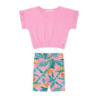 Imagem de Conjunto Infantil Menina, Blusa Básica MM Rosa Bebê Com Elástico E Cic