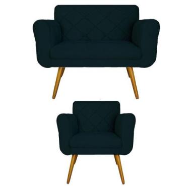 Imagem de Jogo Namoradeira e 1 Poltrona Estofada Salão de Beleza Isabella Suede 