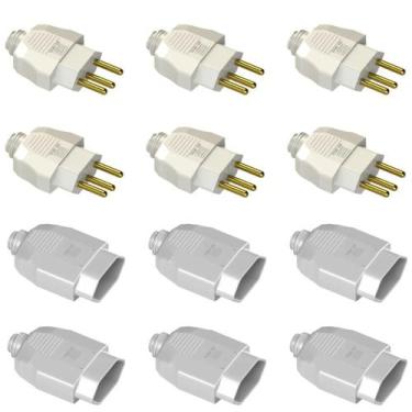 Imagem de Kit 12un Plugue Tomada Macho Fêmea Branco 20a Weg