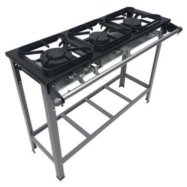 Imagem de Fogão 30x30 c/Pé 3 Bocas B Pressão 1 Q Duplo 2 Q Simples Perfil 5 Meta