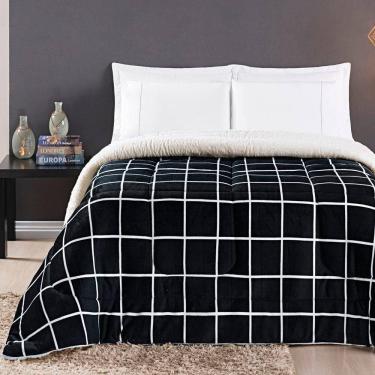 Imagem de Coberdrom Sherpa E Flannel Austin Queen Manta 100g 01 Peça - Preto