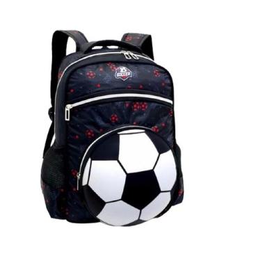 Imagem de mochila de costas menino estampa bola de futebol 3D - denlex, Preto, B