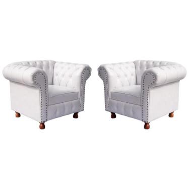 Imagem de Duas poltronas Chesterfield Capitonê Luis XV -  Corano Branco - Decora