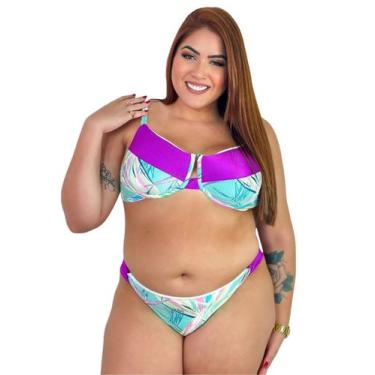 Imagem de Biquíni Aro Sem Bojo Plus Size Calcinha Fio Duplo Estampado - Missatti