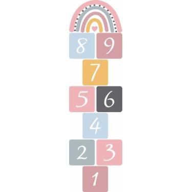Imagem de Adesivo Para Chão Arco Íris Amarelinha Infantil Laminado - Adesivos Ki