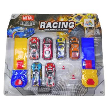 Imagem de Kit 6 Carrinhos Brinquedo 2 Lançadores Cone Miniatura Speed - Toy King