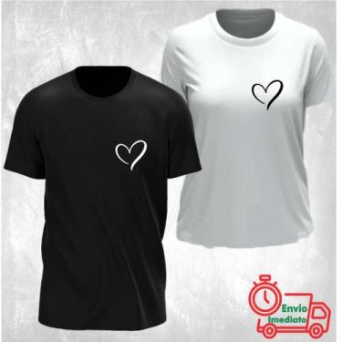 Imagem de Kit 2 Camisetas Casal Coração Namorados - Bless Prints