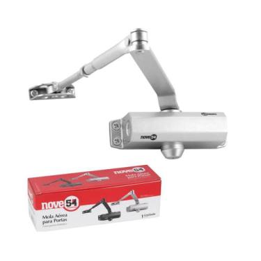 Imagem de Mola Aérea Hidráulica Fecha Porta Madeira Alumínio NOVE54, Prata