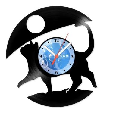 Imagem de Relógio De Parede Disco Vinil Animais - Gato ao Luar - VAN-153 - Moder