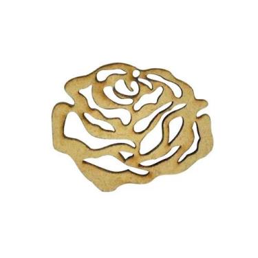 Imagem de Aplique Rosa 5x4 Mdf Madeira Laser - ATACADÃO DO ARTESANATO MDF