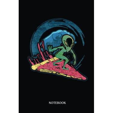 Imagem de Alien Notebook: Alien Pizza Surfing Extraterrestrials Conspiracy Theory | Alien Journal, Lined Journal Ufo, Ufo Journal, Lined Journal Alien, Size 6 X 9", 120 Pages.