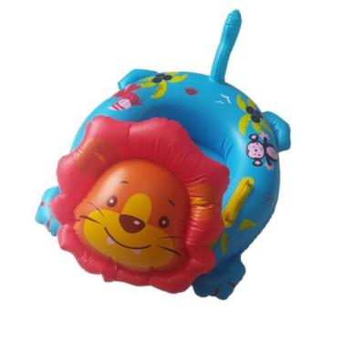 Imagem de Boia Bote Fralda Infantil Com Alça E Assento Leão Azul - CRB, Azul