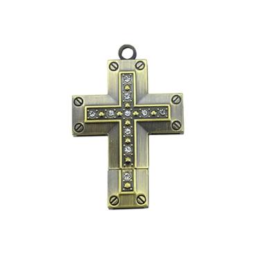 Imagem de Lyqqine Unidade USB de metal em forma de arma de bronze chinês antigo espada de peixe intestino USB drive formato dragão 128 GB (cruz 64 GB)