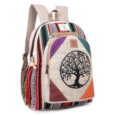 Imagem de KayJayStyles Mochila Tree of Life feita à mão com cânhamo do Himalaia Bohemain para viagem, caminhada, bolsa, Árvore da vida, Large, Bohemain