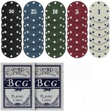 Imagem de Jogo Poker 200 Fichas + Toalha, Baralho, Dealer, Big Blinder