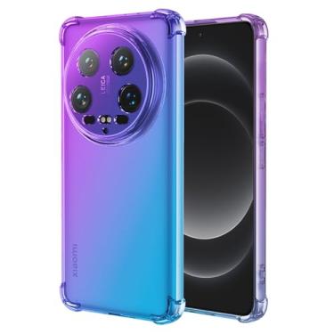 Imagem de Vokuha Capa de telefone para Xiaomi 14 Ultra 5G, capa 24031PN0DC, capa protetora traseira de TPU à prova de choque com gradiente claro e bonito para Xiaomi 14 Ultra 5G roxo/azul