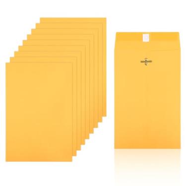 Imagem de 10 envelopes resistentes com fecho de correio, 15 x 23 cm, envelope grande de catálogo Kraft, envelopes grossos Manila com fecho de fecho para escritório, negócios, escola, casa