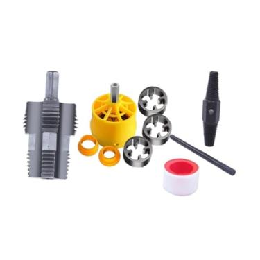 Imagem de WeiLaiKeQi Kit de rosqueador de tubo de pvc com matrizes de 1/2 pol. 3/4 pol. 1 polegada, profissional, ppr, ferramentas de encanamento, rosca redonda, conjunto, com Removedor de Fio