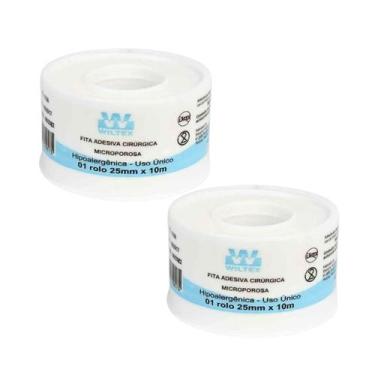 Imagem de Kit 2 Fita Microporosa Branca 2,5cm X 10m - Wiltex