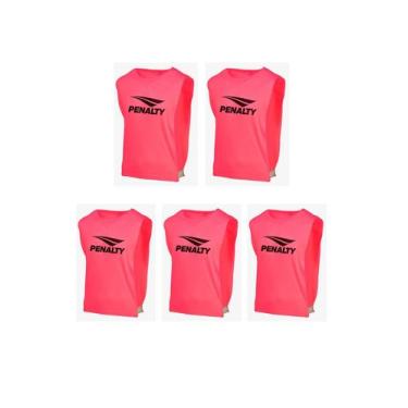 Imagem de Kit 05 Colete Penalty Adulto Futebol De Treino Esportivo, Rosa fluores