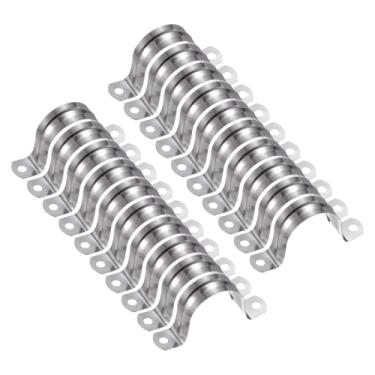 Imagem de HARFINGTON 30 braçadeiras de conduíte de 40 mm de 40 mm, braçadeira de tubo M40 U, correia rígida de aço inoxidável, suporte em forma de U com dois furos para fixação de fio de mangueira de tubo