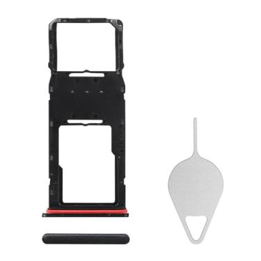 Imagem de BESJMYT Substituição da bandeja do cartão SIM para Samsung Galaxy A04 (versão SIM único) Adaptador de suporte de slot de bandeja de cartão preto com ejetor de agulha para A04 SM-A045F