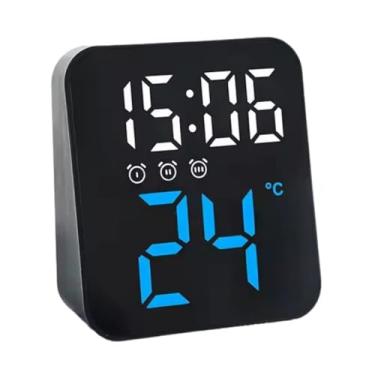 Imagem de Relógio Digital LED para Mesa e Parede, com Temperatura, Despertador e Luz Noturna, Alimentação USB ou Pilha