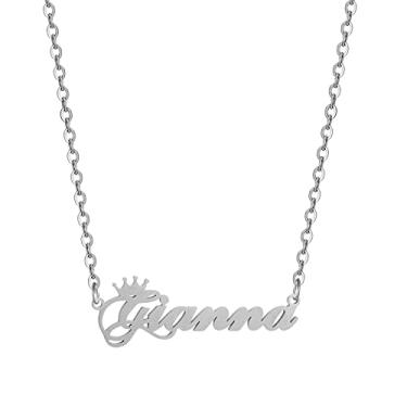 Imagem de Colar de coroa com nome personalizado, letra com letra feminina, placa de identificação, pingente de aço inoxidável, corrente de joias para meninos, Metal