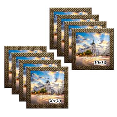 Imagem de Kit 8 Molduras Porta Retrato 30x30 3cm Relevo Dourado - Santamaria Mol