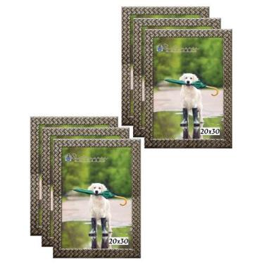 Imagem de Kit 6 Molduras Porta Retrato 20x30 3cm Relevo Prateado - Santamaria Mo