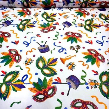 Imagem de TNT Estampado Carnaval Folia Branco Festa 4.00m X 1,40m