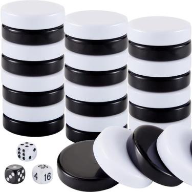 Imagem de Jogo de Backgammon e Damas Skylety - 30 Peças + 5 Dados (3cm)