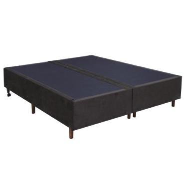 Imagem de Base Para Cama Box Casal Bipartido 158cm Suede Liso Love Story Hf Marr