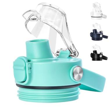 Imagem de XACIOA Tampa de bico automático para garrafas YETI Rambler 18 26 36 1,8 g, tampa transparente de substituição para garrafas de água RTIC, tampa flip automática com botão e trava, azul