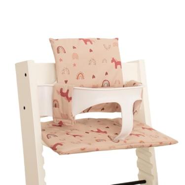 Imagem de Almofada compatível com Stokke Tripp Trapp Stokke Tripp Trapp conjunto de almofadas fácil de instalar macio para cadeira de jantar PU impermeável macio almofada de assento para bebês, DJ Pink
