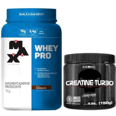Imagem de Whey Protein Concentrado 1KG + Creatina Turbo 150g - Max Titanium (1kg, Morango)