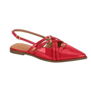 Imagem de Vizzano Sapatilha Slingback Verniz, Vermelho, Fivelas Douradas (Vermelho, BR, Adulto, Numérico, 37)