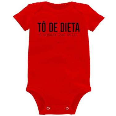 Imagem de Body Bebê Tô de dieta, é verdade esse bilete - Foca na Moda, Vermelho,