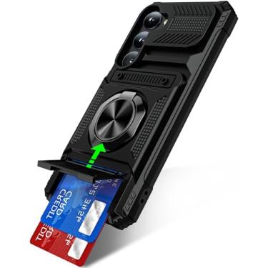Imagem de Capa para Samsung Galaxy S23 com suporte de anel giratório de 360° e suporte para cartão [com protetor de tela] capa de grau militar, capa protetora resistente à prova de choque para Samsung S23 5G