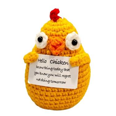 Imagem de Crochê Positivo Frango Feito à Mão Apoio Emocional Frango Melhores Presentes para Mulheres Amigas Homens Família Aniversário Natal