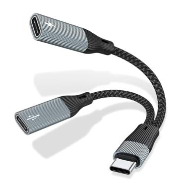 Imagem de Divisor USB C, fone de ouvido USB C/adaptador de dados e carregador USB C, adaptador de dados 3 em 1 tipo C Audi Dongle USB C com carregamento PD 15W compatível com iPhone 16/15, iPad Pro, Galaxy