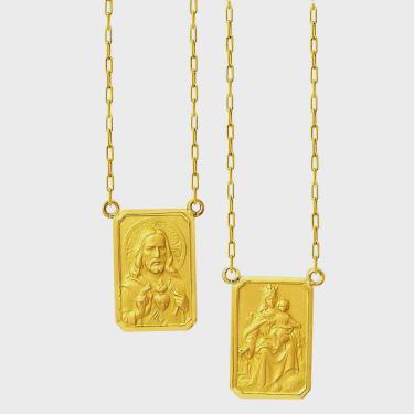 Imagem de Colar Escapulário Tradicional Grande Oco em Ouro 18k K310
