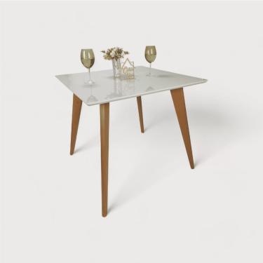 Imagem de Mesa de Jantar Tampo com Vidro Quadrada 90x90cm Slim
