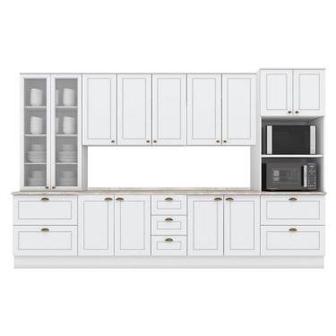 Imagem de Cozinha Modulada Henn Americana 8 Peças (2Aéreos + 2Balcões + 2Paneleiros + 2Complementos) C5P50 Branco-Henn