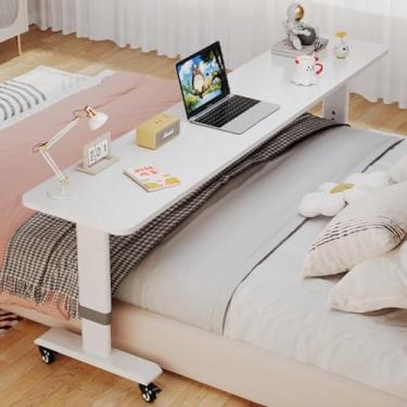 Imagem de Mesa de cama, mesa de cama com rodas, mesa de sobrecama, mesa móvel com rodas, mesa de computador para altura ajustável