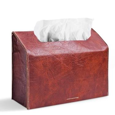 Imagem de Capa de couro Jaenna para caixa de toalha de mão de papel descartável, compatível com toalha de mão de papel Kleenex (1-marrom vermelho)