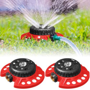 Imagem de Singhoow 2 peças de irrigador de gramado de 9 padrões 360 graus pequeno jardim quintal aspersor resistente de metal base resistente polvilhe água estacionária para pequenas áreas, cobre até 8 metros