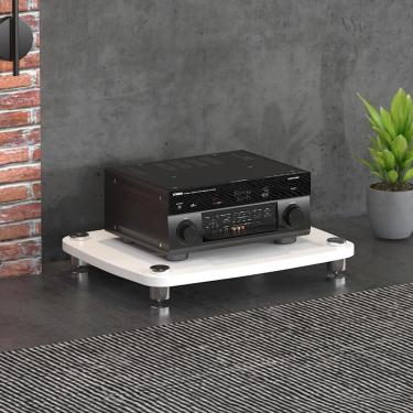 Imagem de Gabinete De áudio Hifi De 1/2/3/4 Camadas Dispositivos De Streaming Rack De áudio Do Gabinete Com Pés De Absorção De Choque - Componentes De áudio E Vídeo, White, 60 * 48 * 57cm(3Tier)