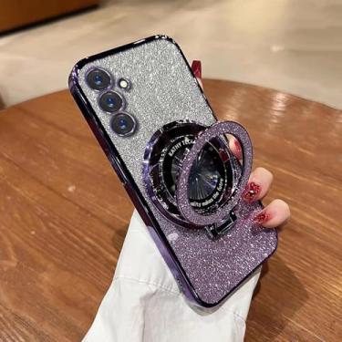 Imagem de MVVKKY Para M55 Ultra Thin Plating Tpu Glitter Stand Holder Case (Para M55/Purple SFZJ)
